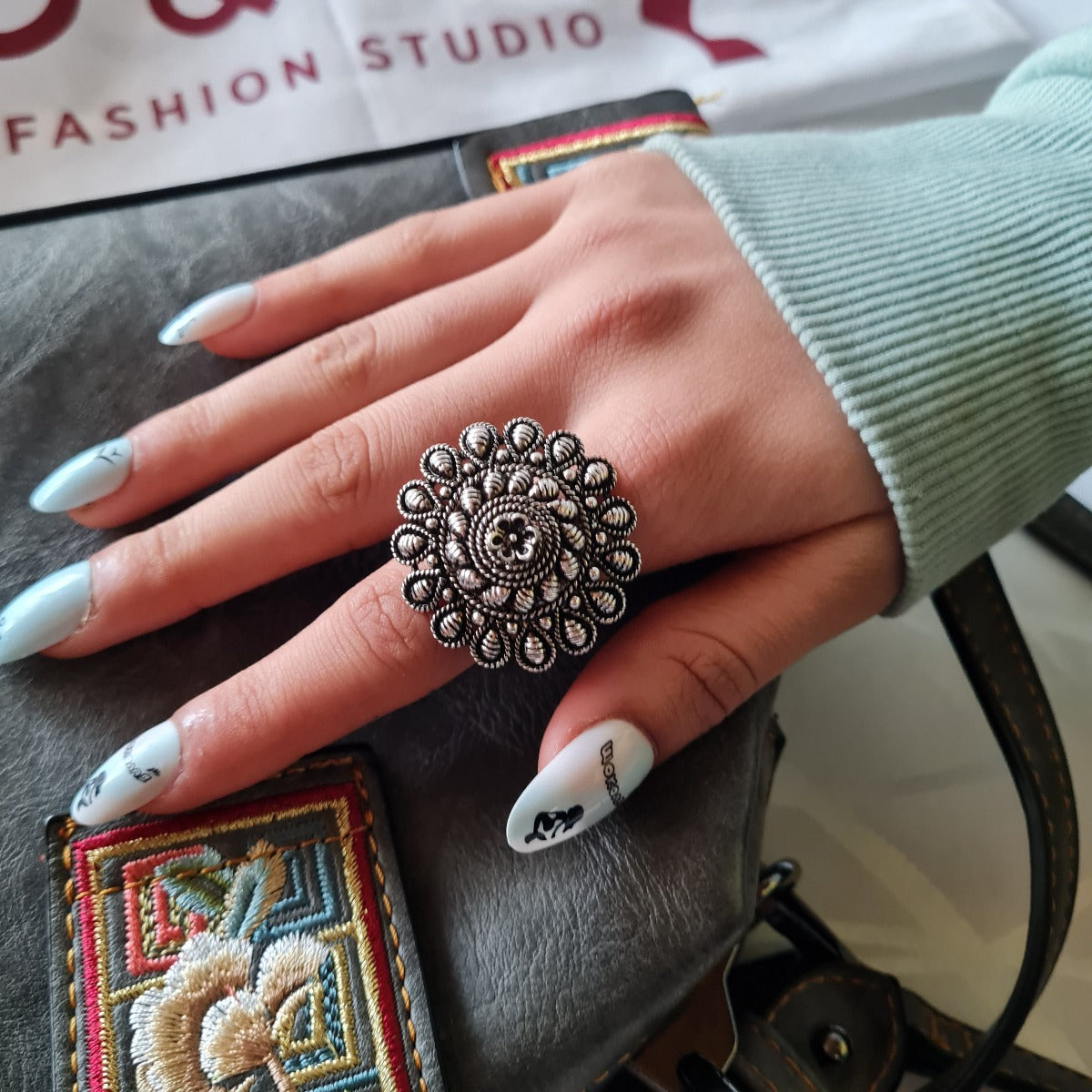 Stilvoller oxidierter Ring #8201