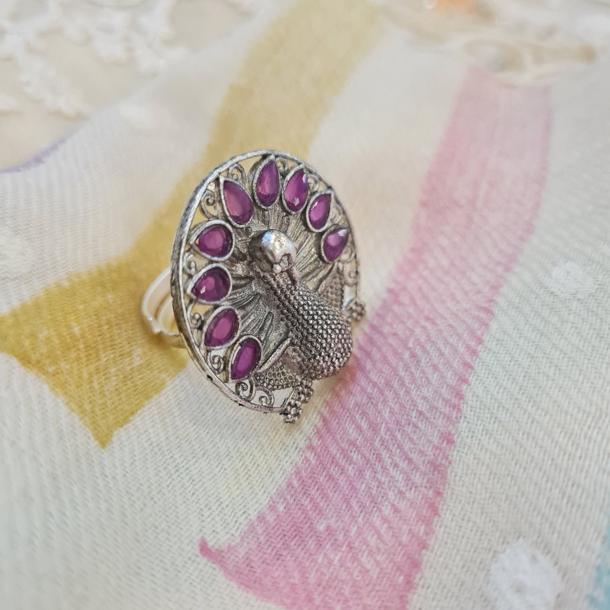 Oxidised Peacock ring #8227