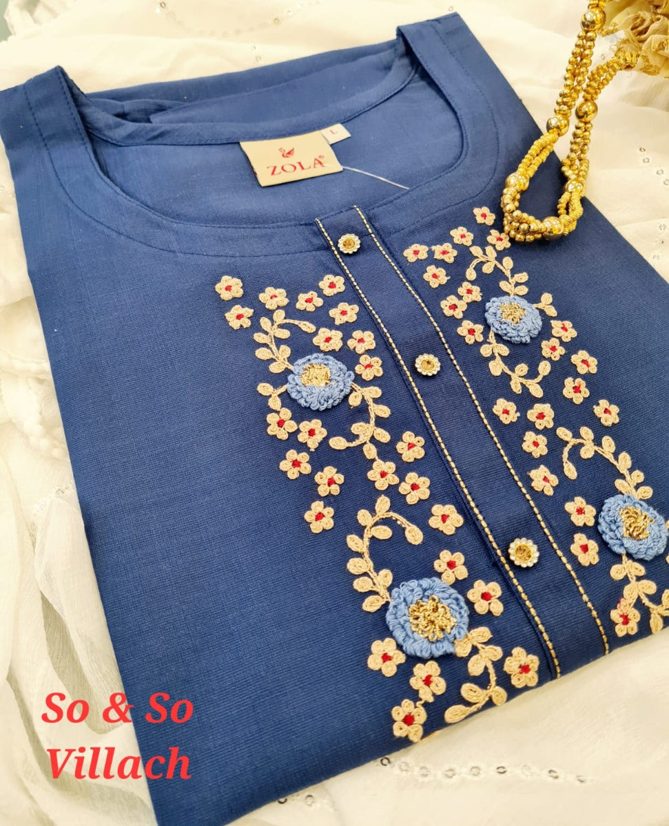 Panjabi Long Kurti - Blue #5101