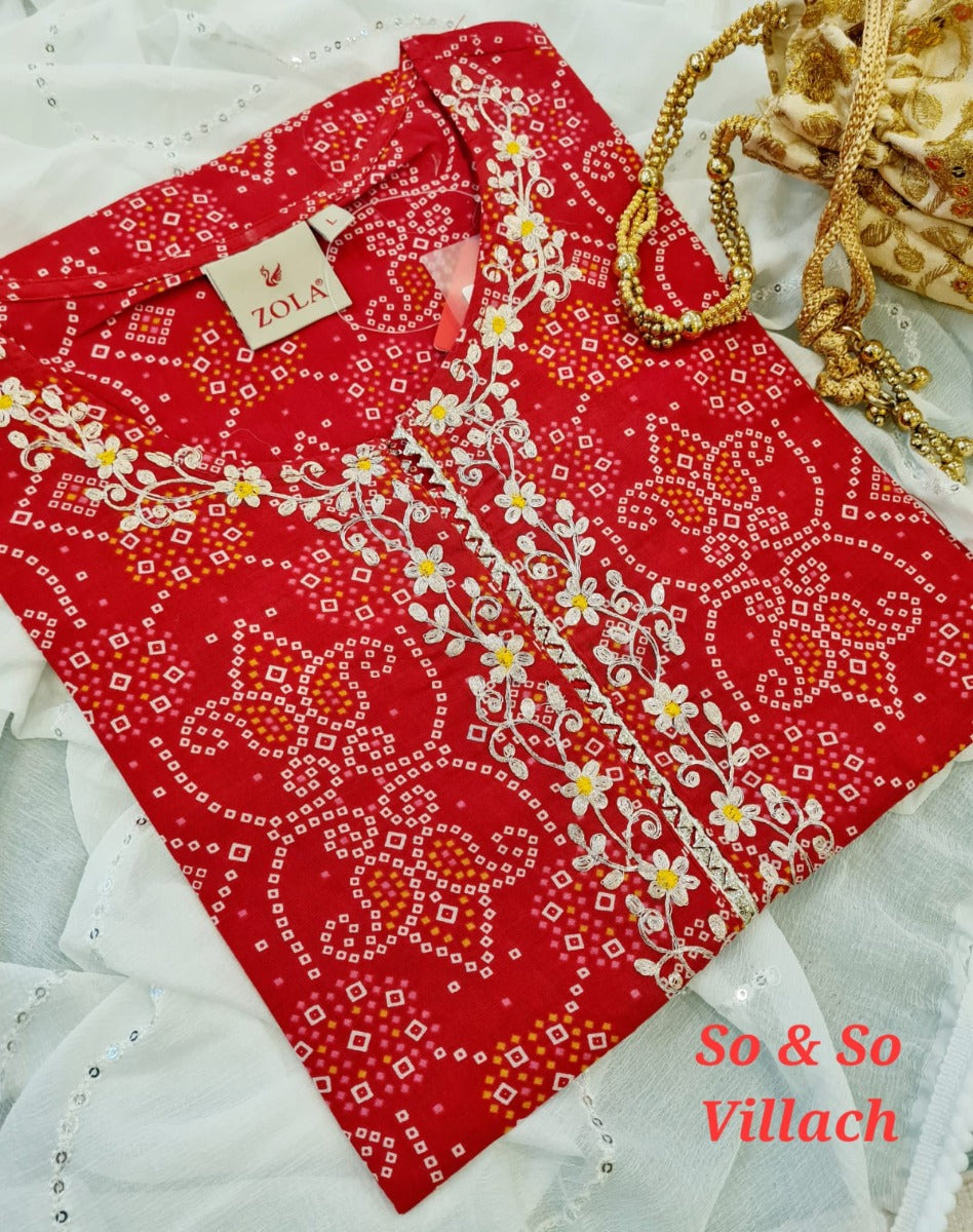 Panjabi Long Kurti - Red #5102