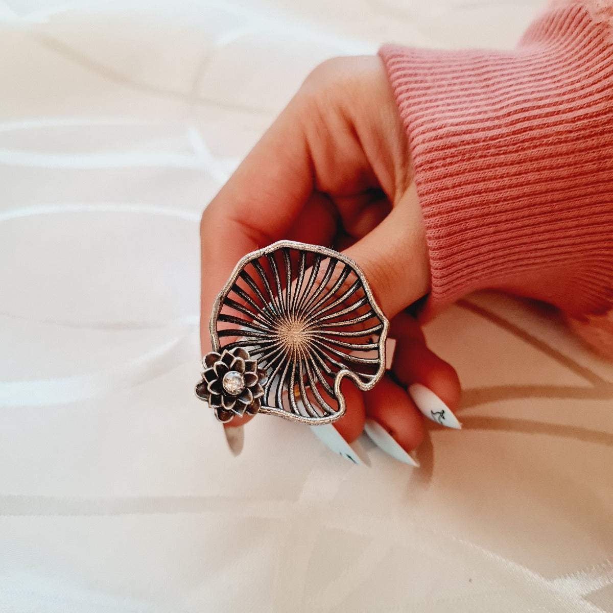 Oxidised Silver Metal Ring #8221