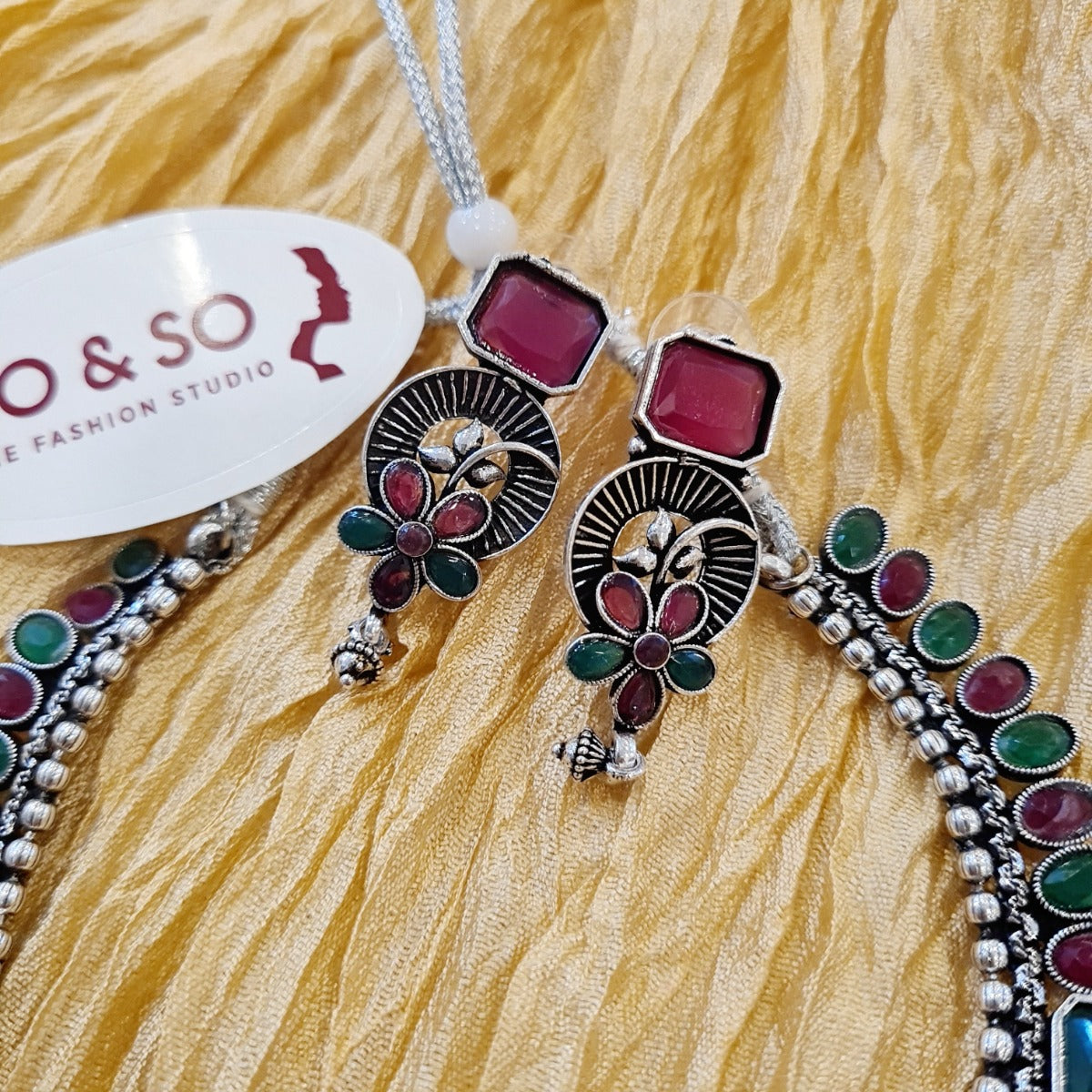 Green and Red Kundan Necklace #8301