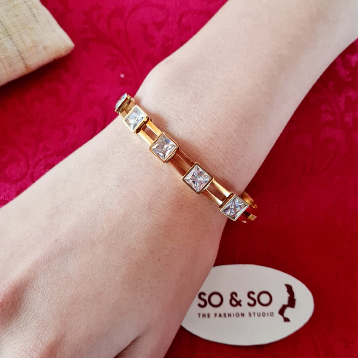 Golden Square Stone Bracelet #8017