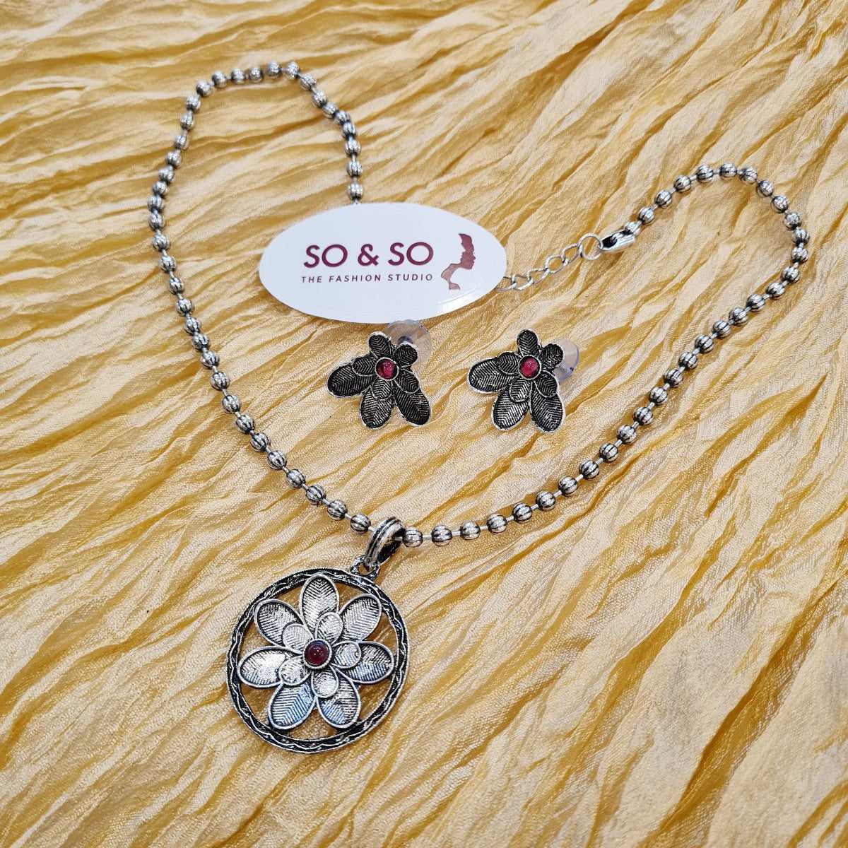 Oxidised Necklace set with earrings #8306