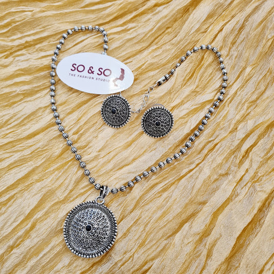 Oxidised Necklace set with earrings #8307