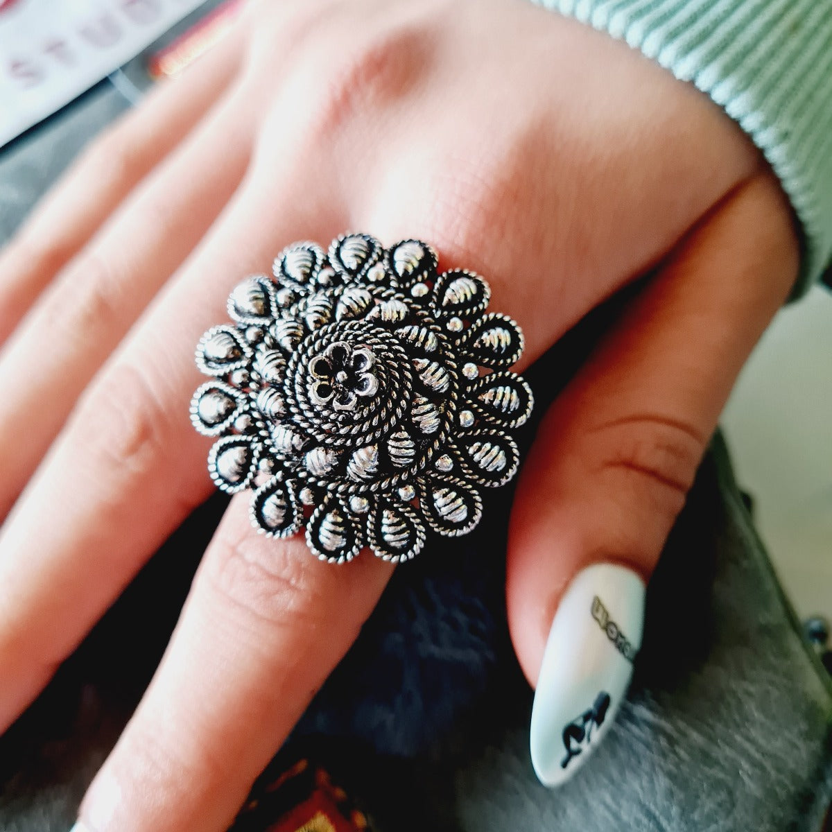 Stylish Oxidised Ring #8201