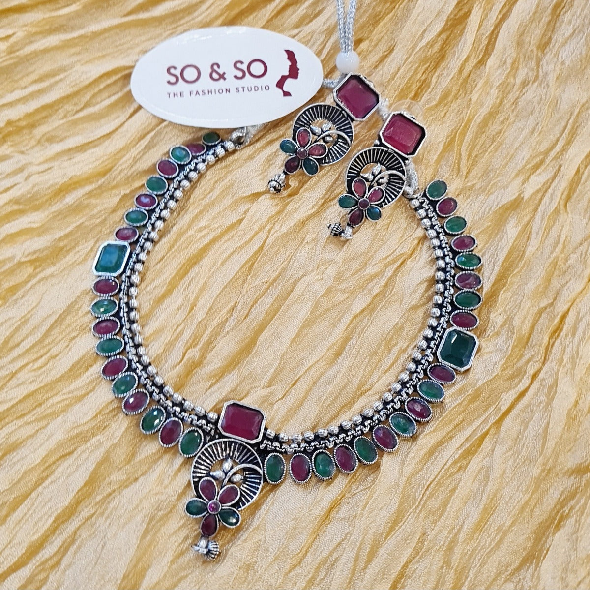 Green and Red Kundan Necklace #8301